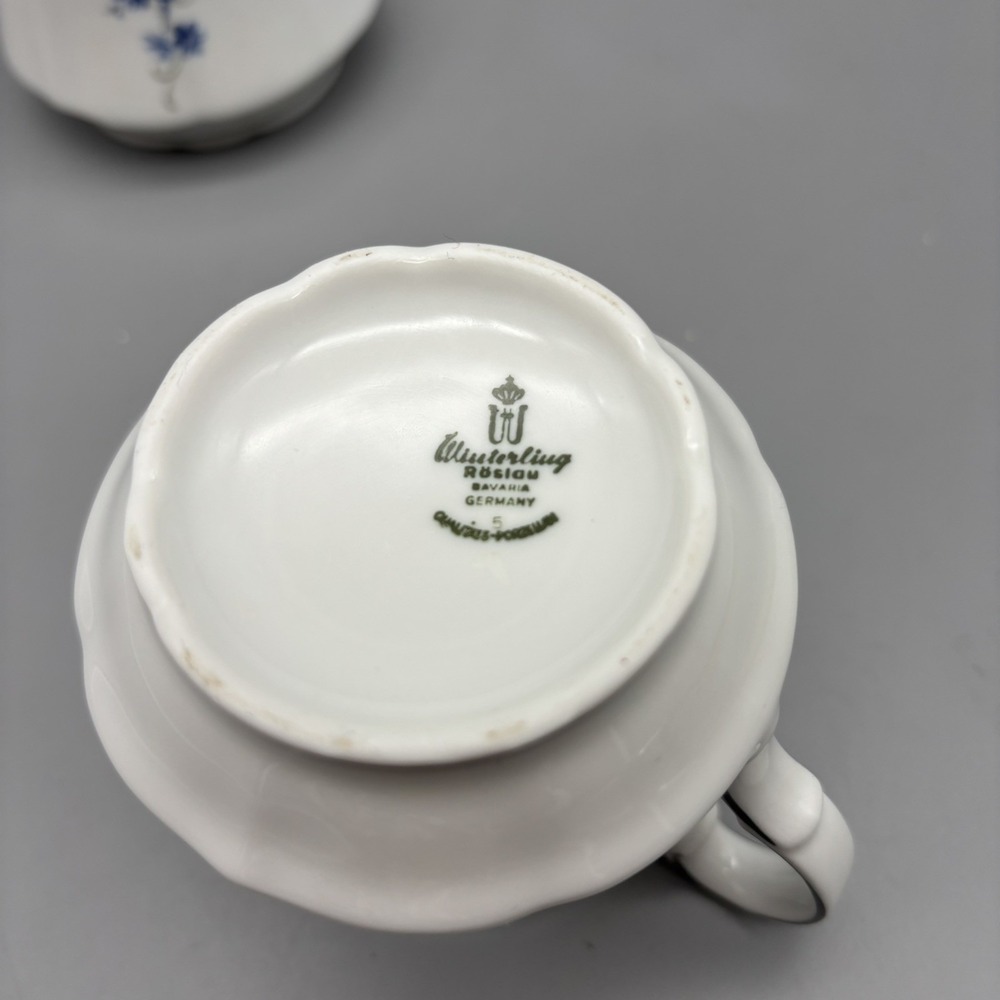 WINTERLING ROSLAU BAVARIA, CREAM & SUGAR Set Blue Flowers - Picture 4 of 7